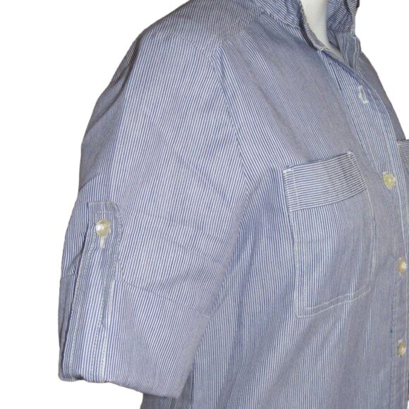 GLORIA VANDERBILT Dress, Vintage 8, Hickory stripe, Pockets, Short sleeves - Picture 4 of 12